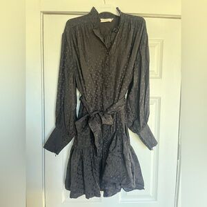 ZIMMERMANN 100% Silk Black Polka Dot Long Sleeve Dress